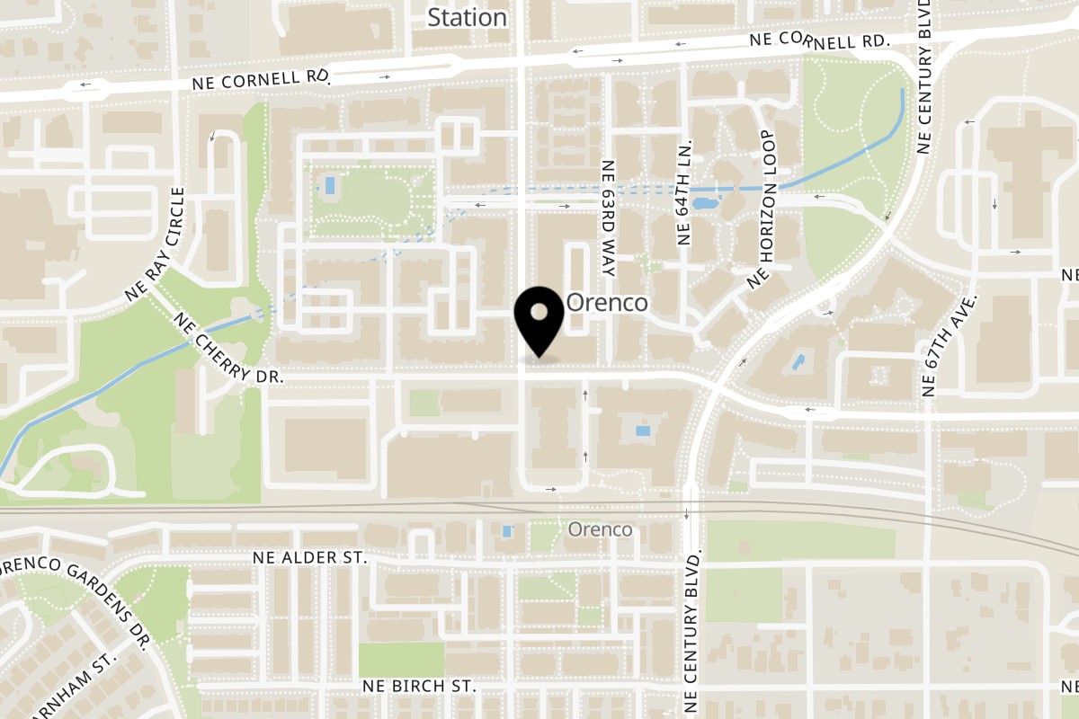 Map showing the location of Salam Restaurant on 1002 NE Orenco Station Pkwy in Hillsboro
